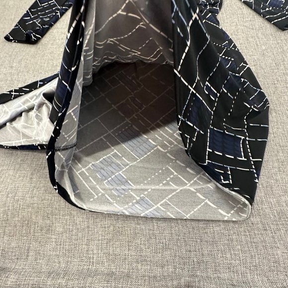 White House Black Market Faux Wrap Dress XXS Black Blue White Elastic Waist - Picture 6 of 12